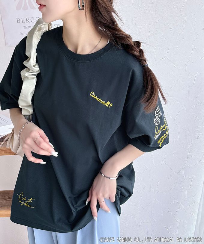 日本 Classical Elf - 三麗鷗聯名刺繡印花短袖T恤-炭灰