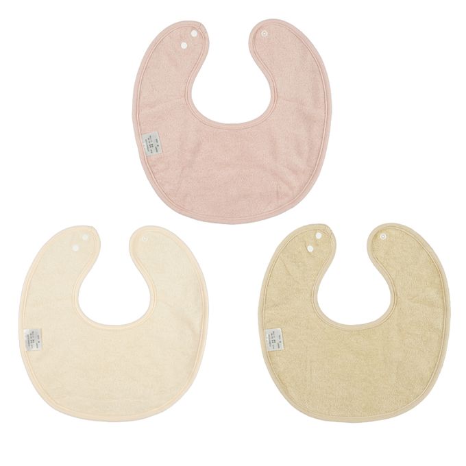 akachan honpo - 大圍兜3件組 毛巾布-粉紅色 (50~80cm)