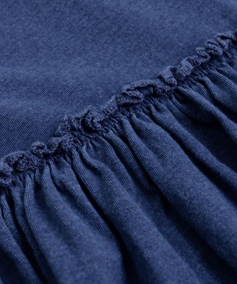 日本 zootie - 復古木耳捲邊縮腰短袖上衣-深海藍