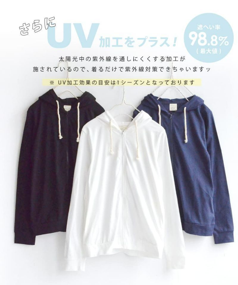 日本 zootie - 抗透汗 純棉抗UV防曬外套-靛藍