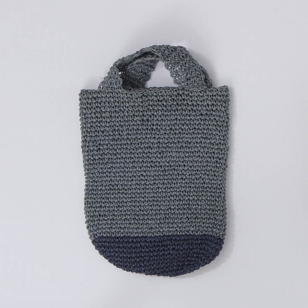 藤編風輕便手提小包-灰黑 (20x27.5cm)