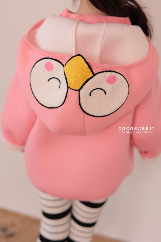 韓國 Coco rabbit - 閉眼企鵝可拆式連帽外套-黑