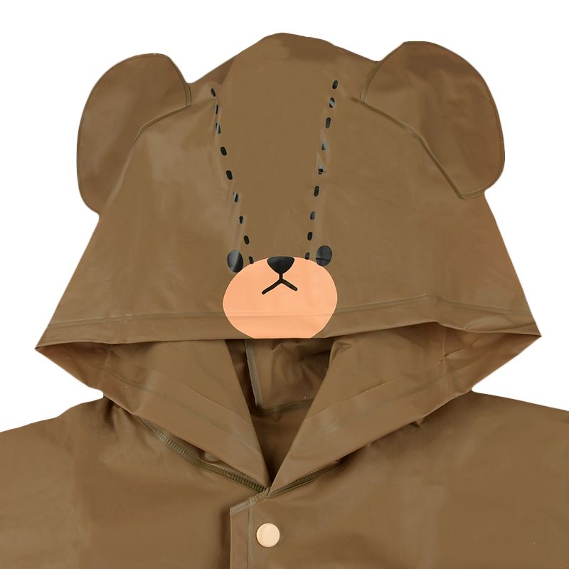 akachan honpo - 短斗篷式雨衣-小熊學校-咖啡色 (80-95cm)