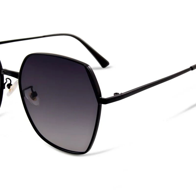 ALEGANT - 俐落時尚炭晶灰拚邊微方霧黑細框偏光墨鏡│UV400太陽眼鏡