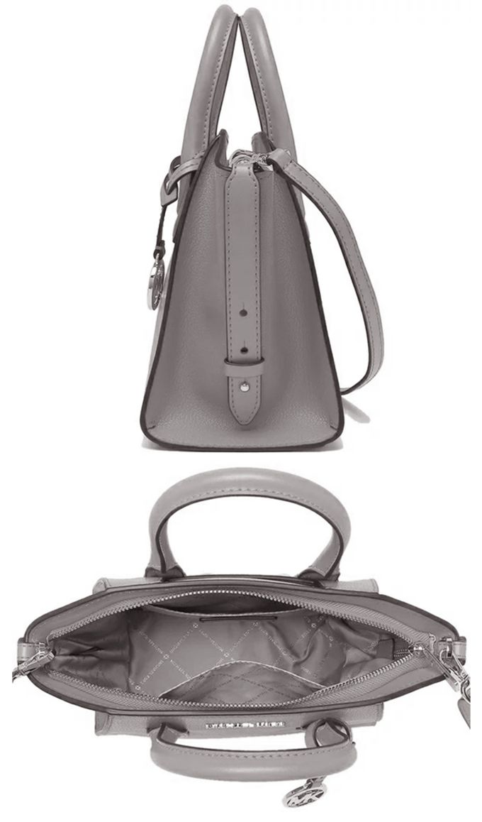 MICHAEL KORS - 素面皮革手提斜背二用包 (泥灰色)