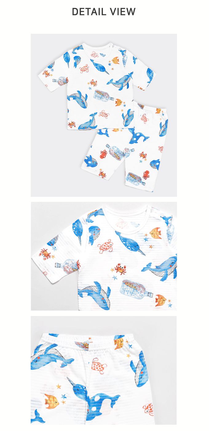 韓國 Mellisse - 韓製輕薄透氣7分袖家居服(無螢光棉)-海洋世界