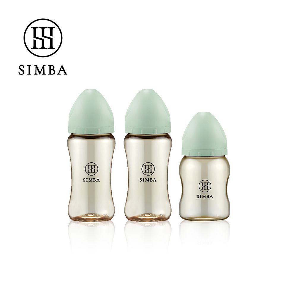 蘊蜜鉑金PPSU寬口防脹氣奶瓶輕奢組(2中1小)-新生適用-綠沐