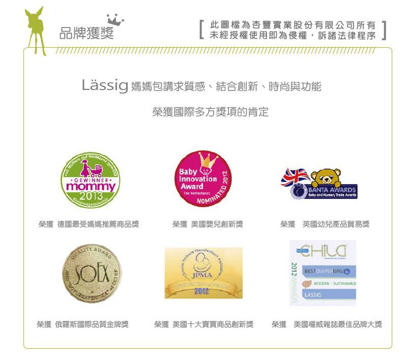 德國 Lassig - 時尚完美大開口後背媽媽包-倫敦鐵灰-含尿布墊+推車掛勾+保溫瓶收納包+小收納包+長背帶