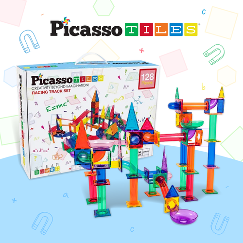 車迷必收！【PicassoTiles 磁力積木片】豪華軌道組