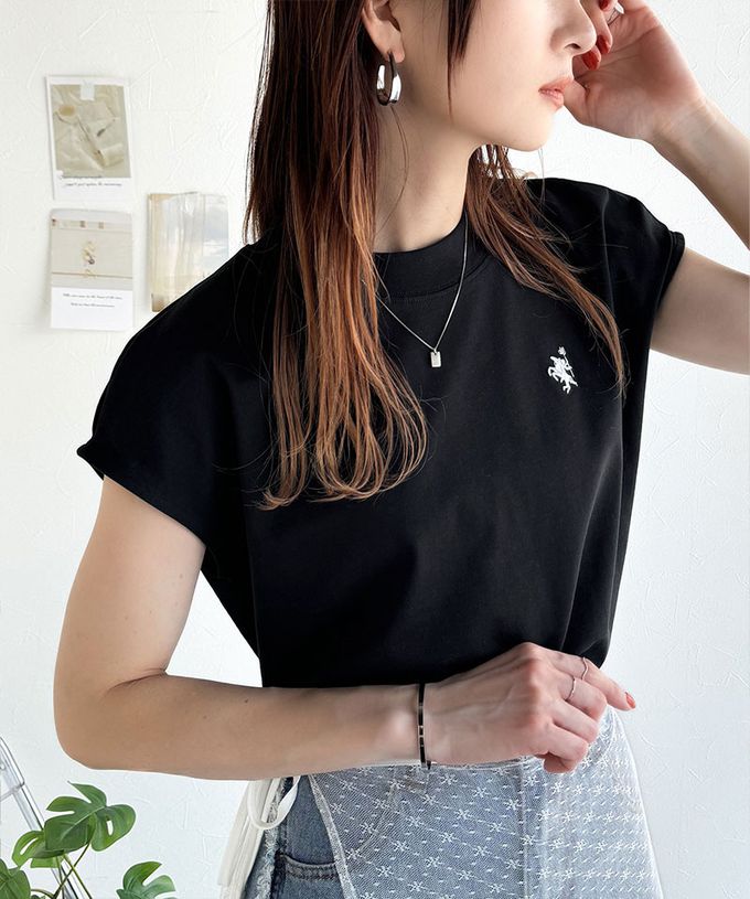 日本 Classical Elf - 刺繡logo魅力法式袖上衣-小立領-海軍藍