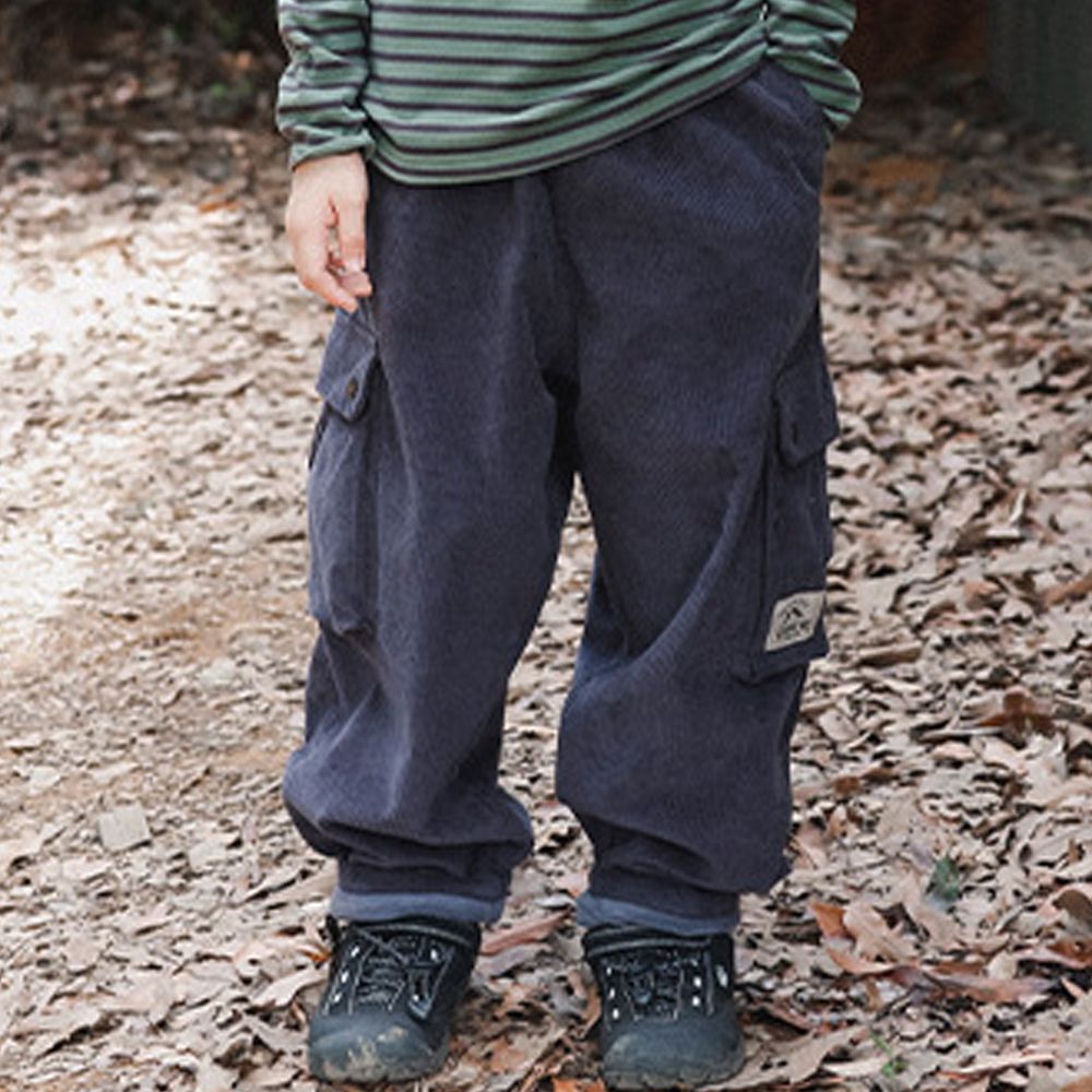 保暖加絨純棉燈芯絨長褲-深灰