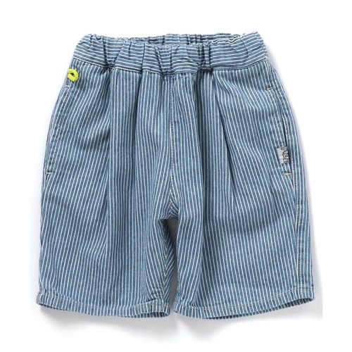 日本 BREEZE - 時尚休閒廚師褲(5分丈)-直條紋-藍