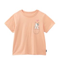 日本千趣會 - GITA 純棉印花短袖上衣-兔子口袋-嫩橘