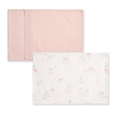 奇哥 - 比得兔天絲泡泡紗枕套 70 x 48cm(枕頭套 嬰兒枕頭套 透氣枕套 四季枕套)-粉色