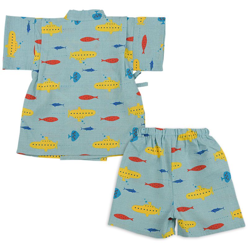 akachan honpo - 兩件式甚平-潛水艇-淺藍色