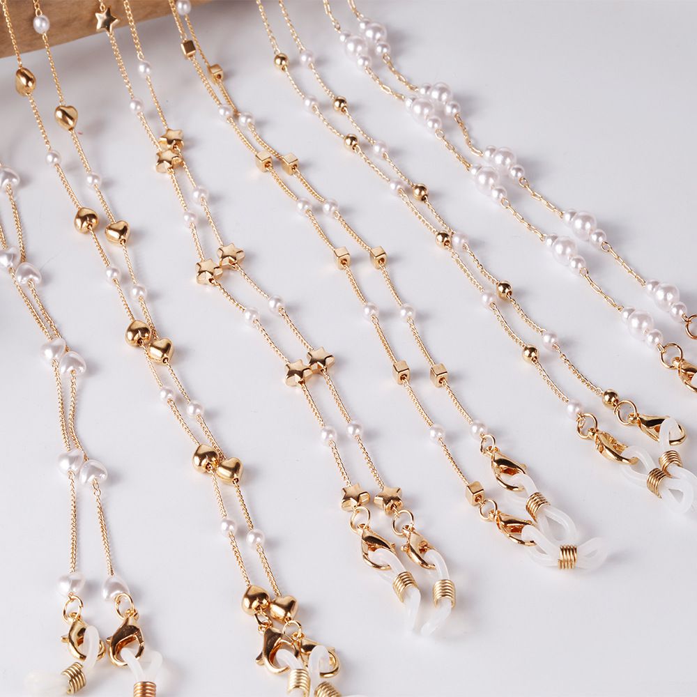 復古珍珠金屬口罩/眼鏡掛鏈-金屬星星 (總長62cm)