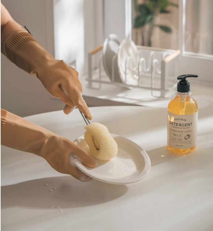 理理 liil - 韓國DECO VIEW 質感乳膠廚房手套-奶茶棕 (全長36cm、手掌圍21cm)