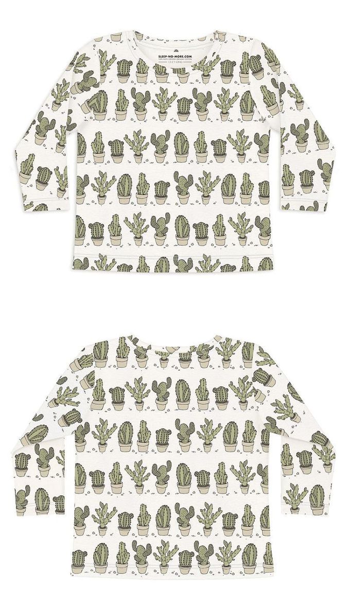 英國 SLEEP NO MORE - 100% 有機棉兒童圓領長袖上衣-仙人掌