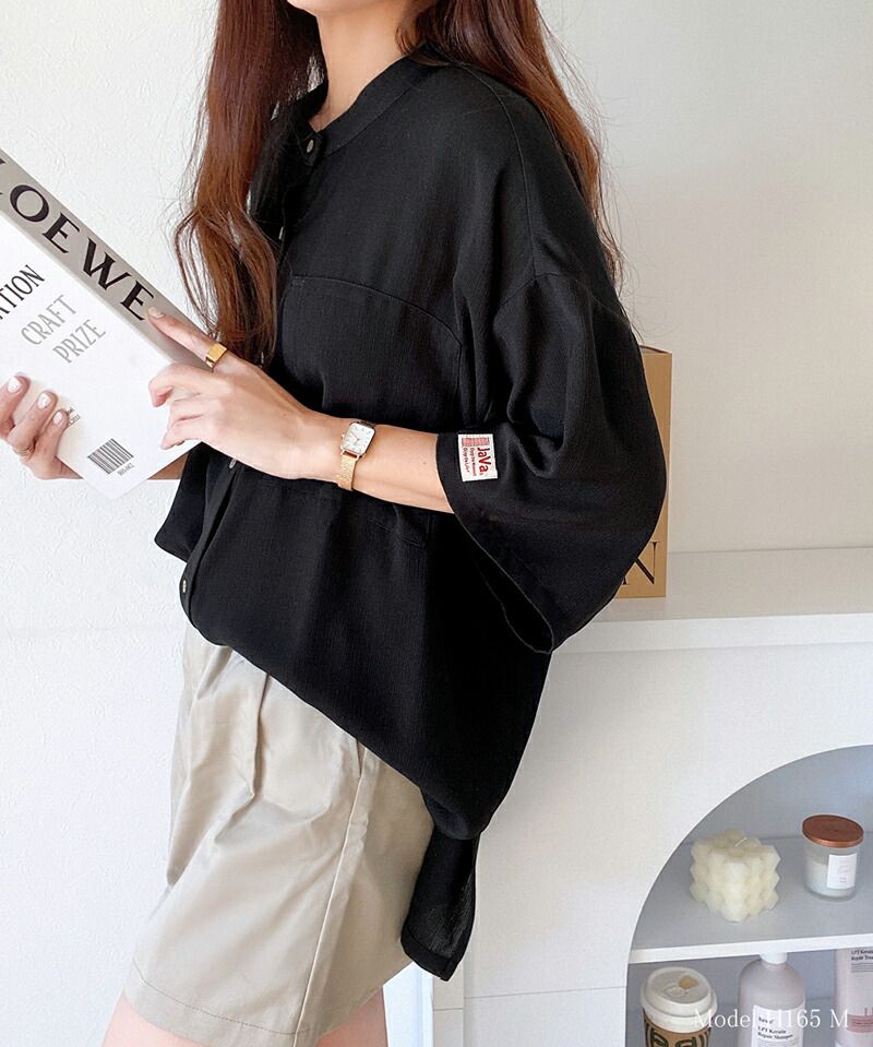 日本 Classical Elf - 楊柳皺縮微透膚短袖襯衫/薄外套-沙杏