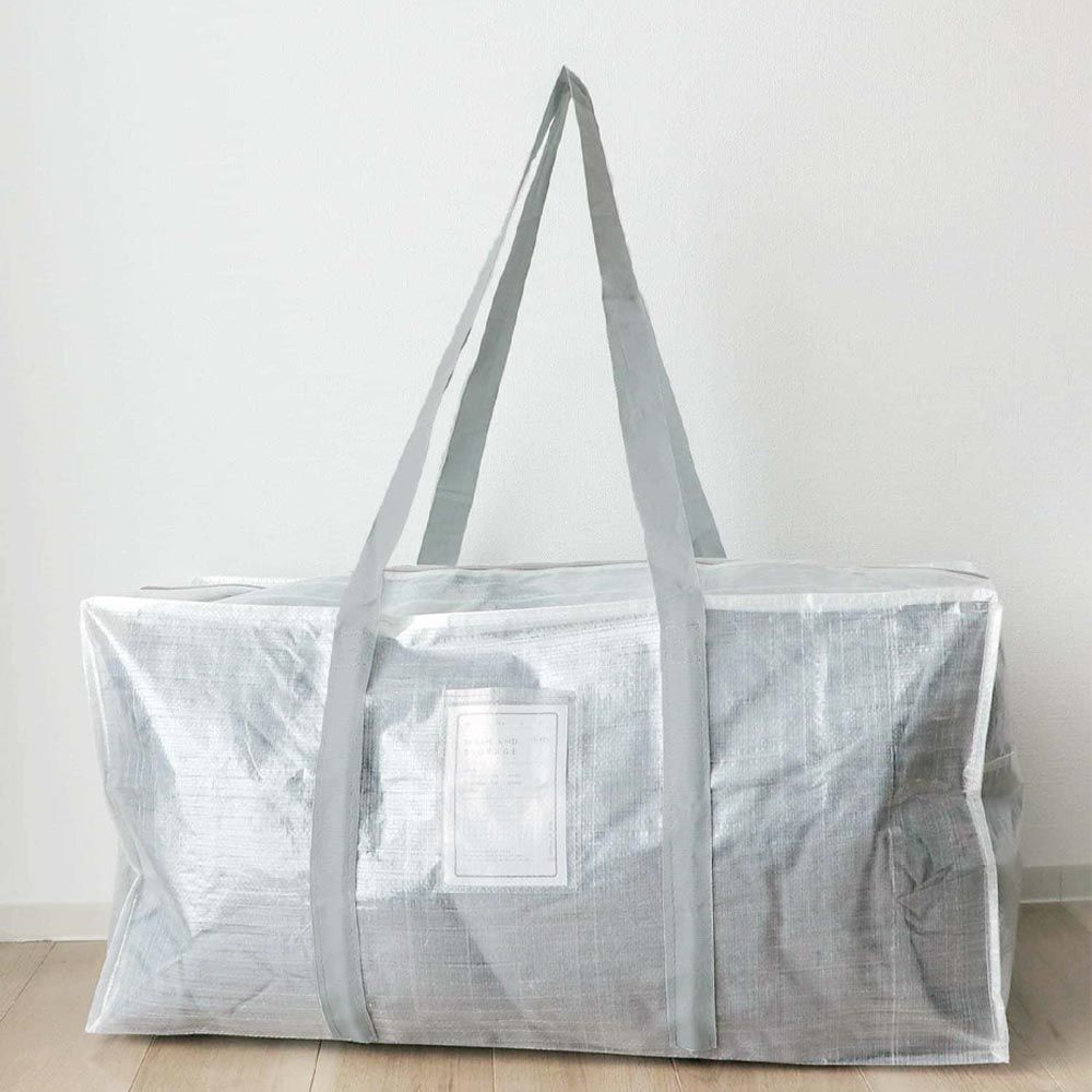 日本代購 - [日本主婦推薦] 半透明多功能衣物收納袋(可肩背/手提)-淺灰 (LL(80x30x40cm))