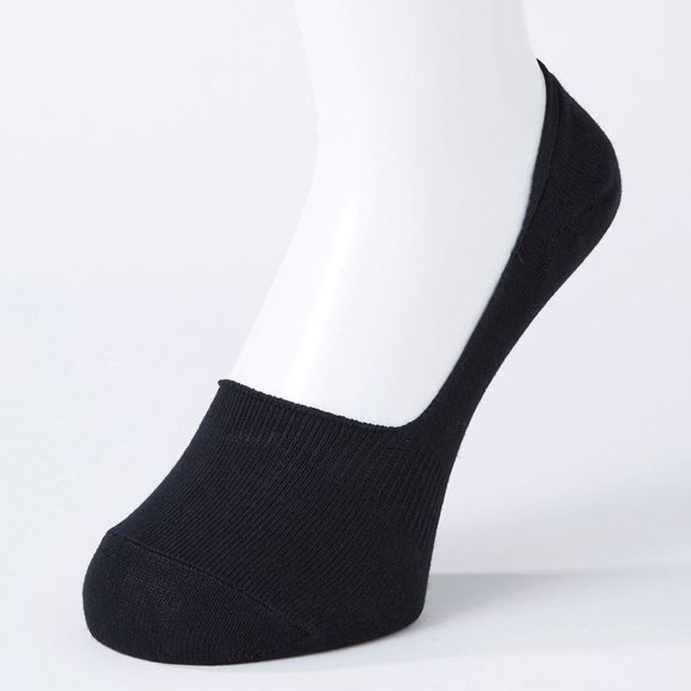 日本 okamoto - 超強專利防滑ㄈ型隱形襪(爸爸)-淺履款-黑 (25-27cm)-棉混