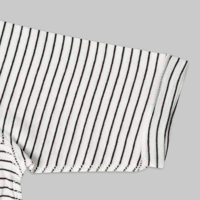 akachan honpo - 長袖新生兒內衣6件組-按扣款 橫紋-米白色 (50~60cm)