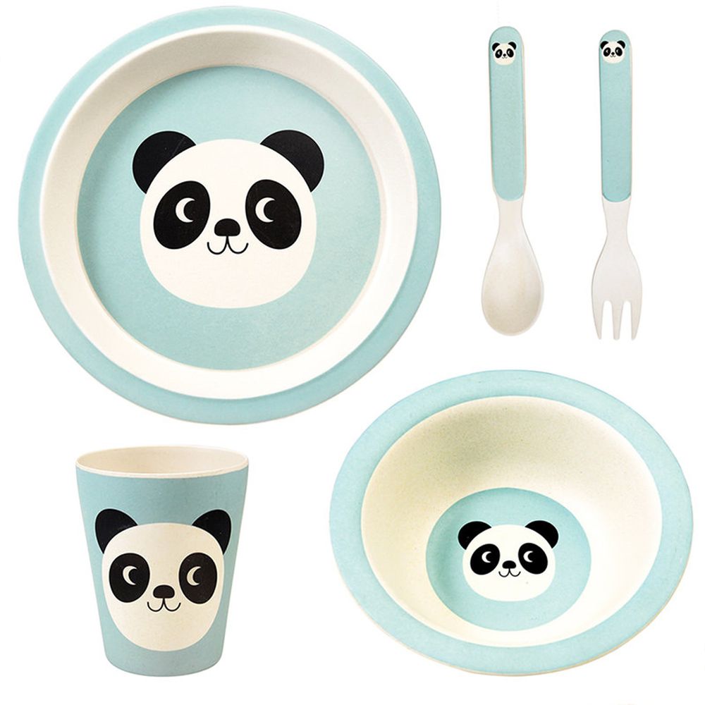 英國 Rex London - 環保竹纖維幼兒/兒童餐具5入組-可愛熊貓