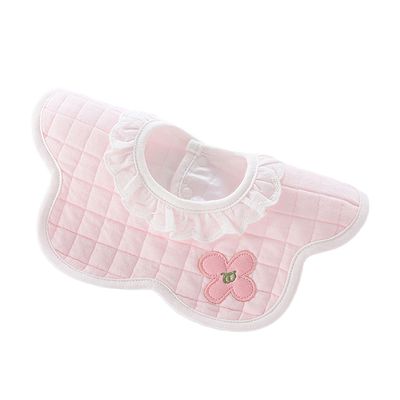 JoyNa - 2入-加厚防水圍兜 蕾絲花邊造型 純棉吸濕-小花款+隨機1條 (25*29cm)