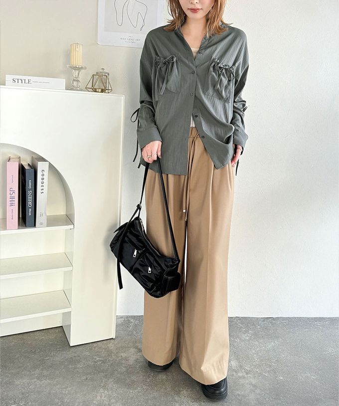 日本 Classical Elf - 大人的可愛感綁帶寬版襯衫-灰