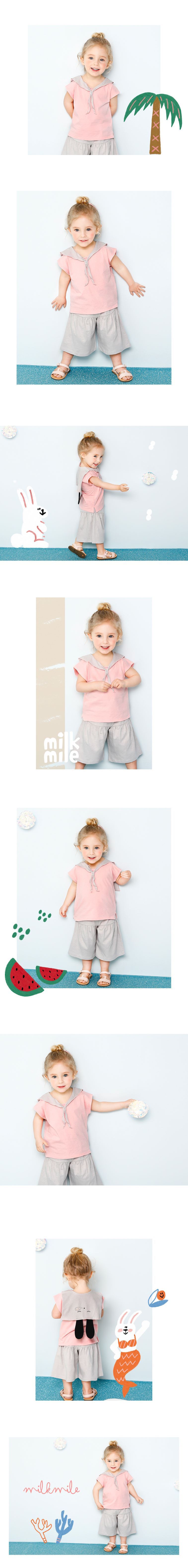 韓國 milk mile - 兔耳朵造型寬褲套裝