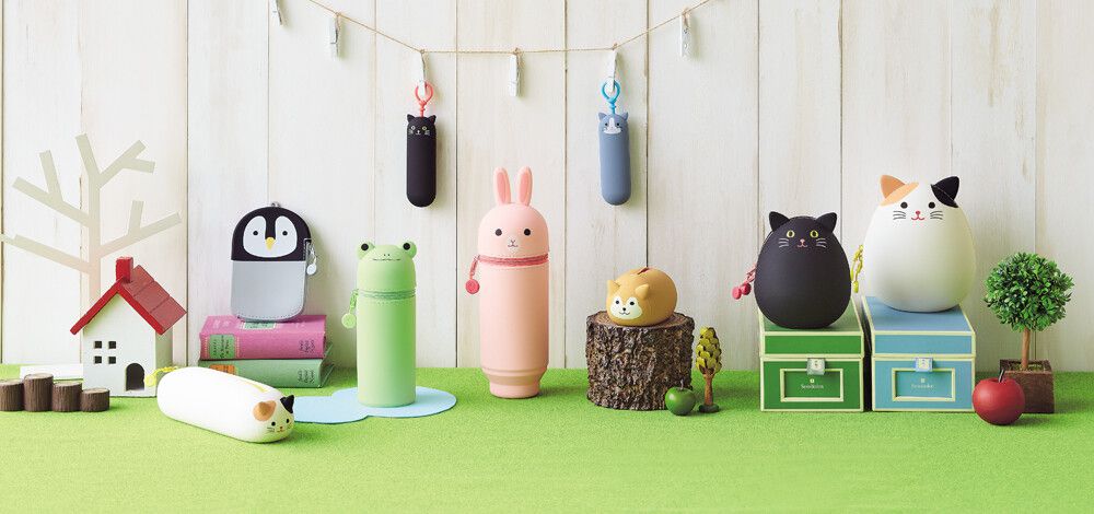 日本文具 LIHIT - 圓筒式胖胖鉛筆盒(14支筆)-企鵝 (Standard size)