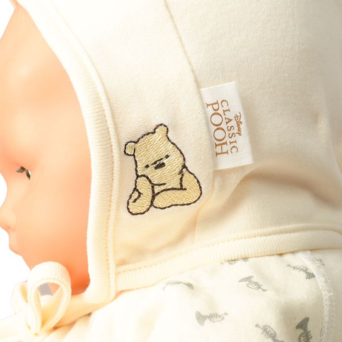 akachan honpo - 新生児帽子-復古小熊維尼-米白色 (40~44cm)