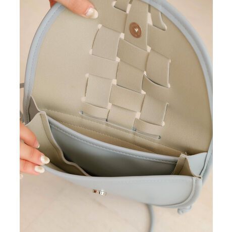 日本 Bab - 編織造型皮革半月小包-草綠