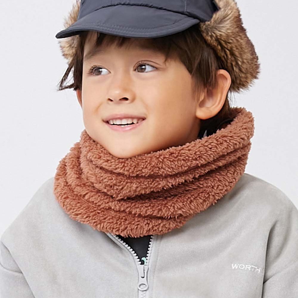 柔軟毛茸茸保暖圍脖(可調頸圍)-磚橘 (FREE)