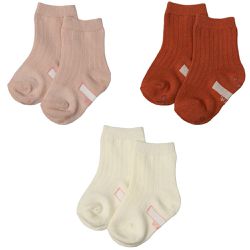 akachan honpo - 中長襪3雙組 羅紋-素面-粉紅色 (9~14cm)