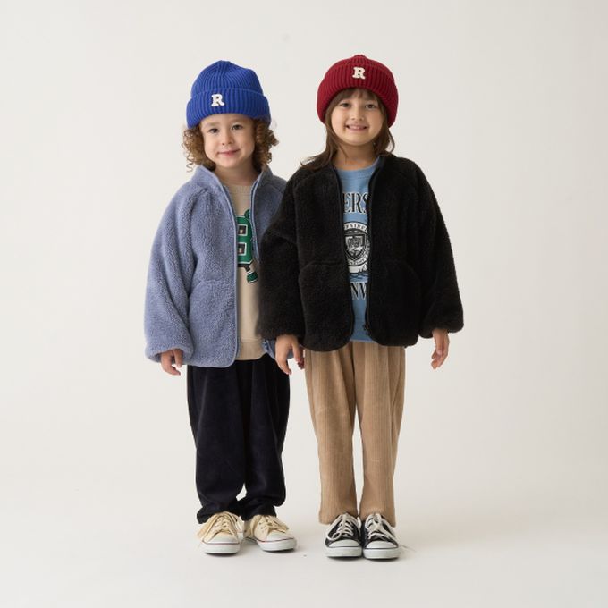 日本 b-ROOM - 泰迪熊絨毛溫暖拉鍊外套-藍綠