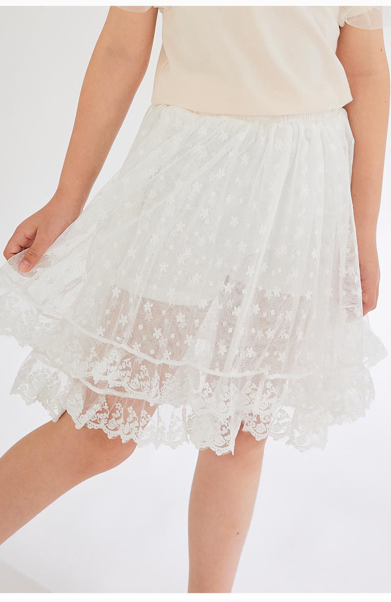 韓國 OZKIZ - 迷人蕾絲鬆緊腰褲裙-白