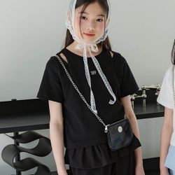 韓國 sm2 - 潮流假兩件背心拼接短袖上衣-黑