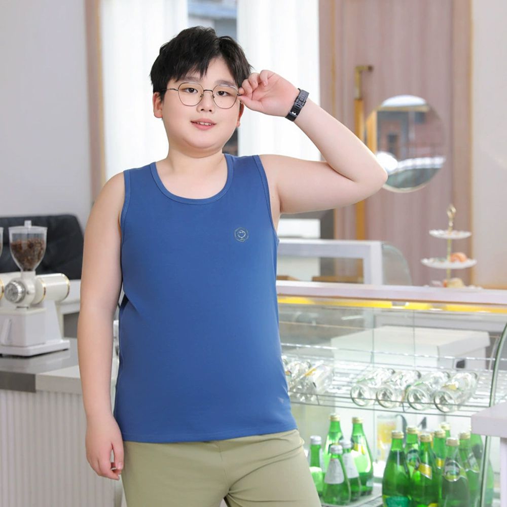 【加大版型】高彈舒適百搭背心-藍色