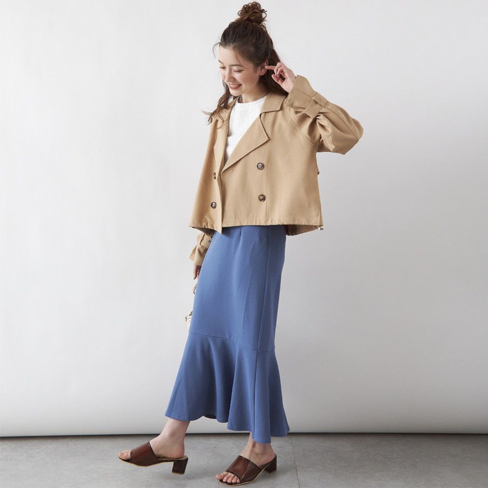 日本 Rejoule - 短版雙排釦風衣造型外套-杏 (M(Free size))