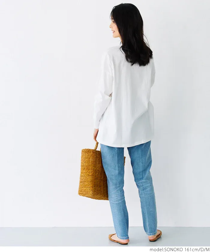 日本 COCA - 圓領印花長版薄長袖上衣-印花E款