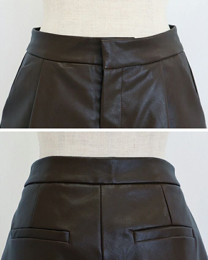 日本 BLUE EAST - 定番時尚簡約皮褲-可可棕