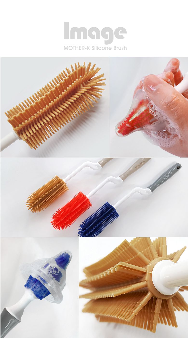 MOTHER-K - 矽膠奶瓶刷 (大＋小）-2入組-藍莓色-一大一小