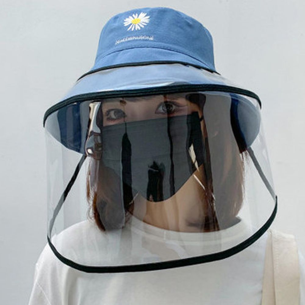 防飛沫漁夫帽可拆式面罩-小雛菊-藍色 (頭圍56-58cm)