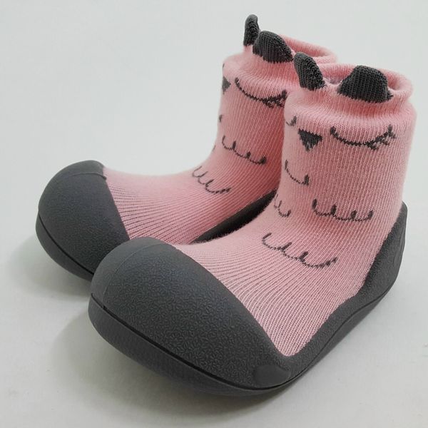 韓國 Attipas - 襪型學步鞋-粉色貓頭鷹