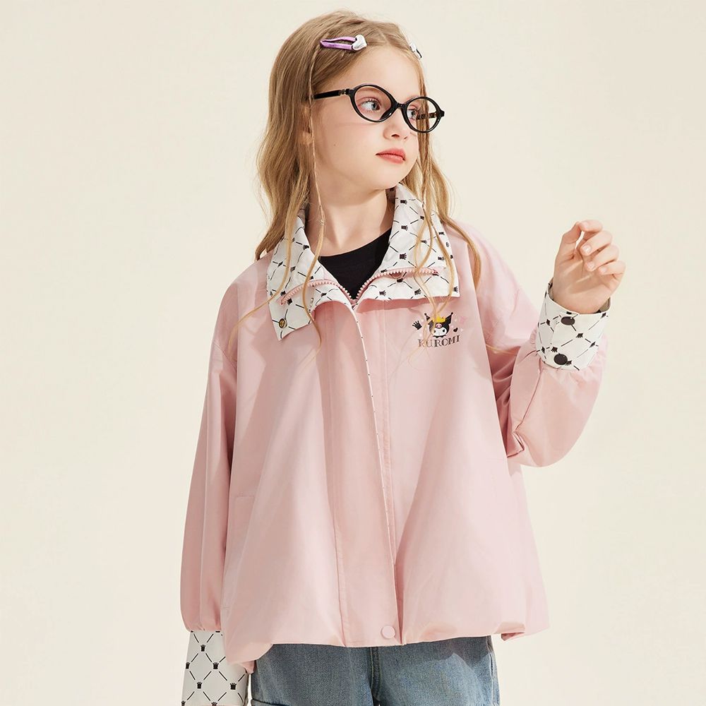 菱格拼接翻領休閒外套-卡通人物酷洛米-粉色
