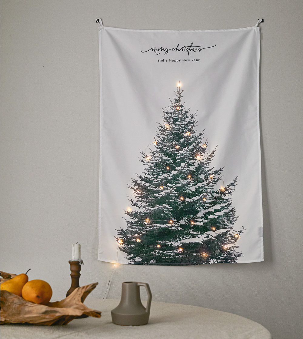 韓國 Bebe Deco - DIY聖誕樹/聖誕壁飾燈(布)-雪景聖誕樹 (67X100cm)