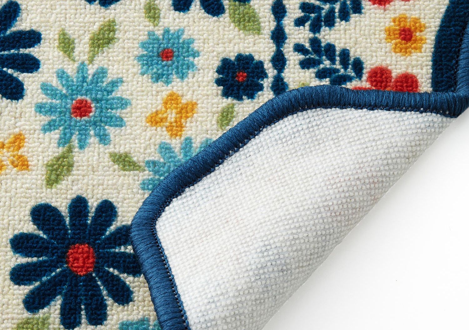 日本千趣會 - mini labo 去泥污腳踏墊-法蘭西花朵-藍綠