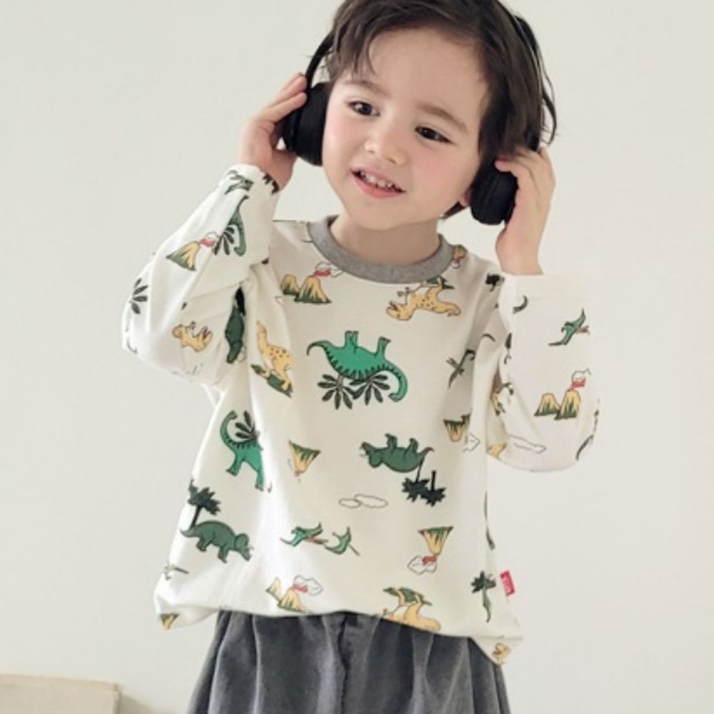 Peanuts House 純棉長袖上衣-恐龍樂園-象牙白