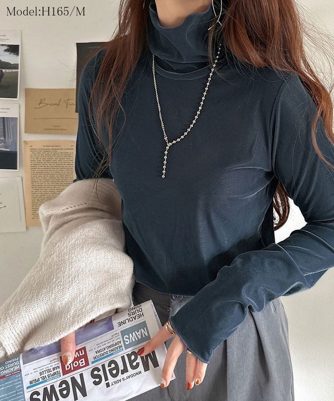 日本 Classical Elf - 微光澤木耳高領層次穿搭薄上衣-黑